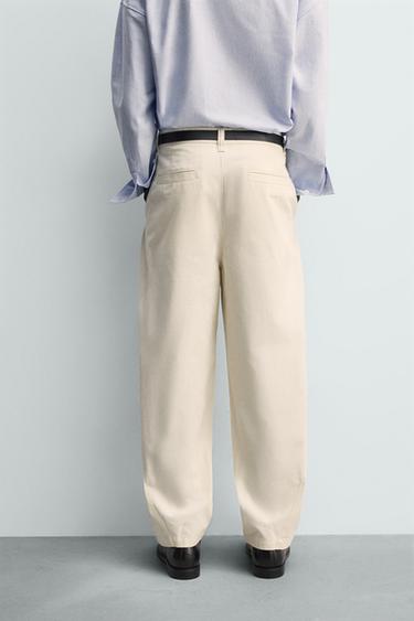 PANTALON BALLOON FIT PLIS - Écru de Zara - Image 2