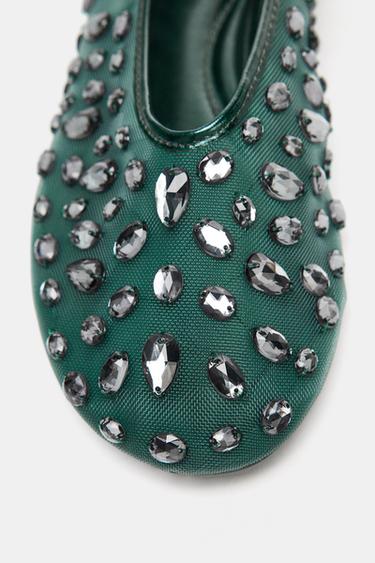 SPARKLY MESH BALLET FLATS - Green by Zara - Image 5