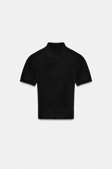 SOFT KNIT SHORT SLEEVE SWEATER - Black by Zara - Image 6