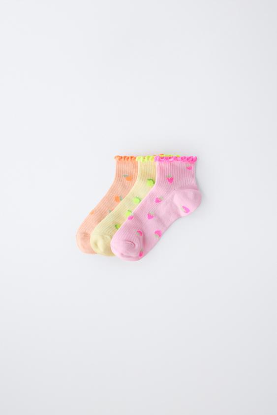 Pack de três meias curtas com frutas - Multicolor da Zara - Imagem 0