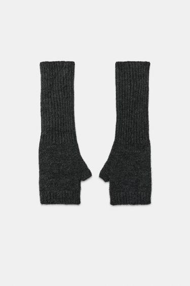 LONG KNIT MITTENS — Anthracite Gray 2