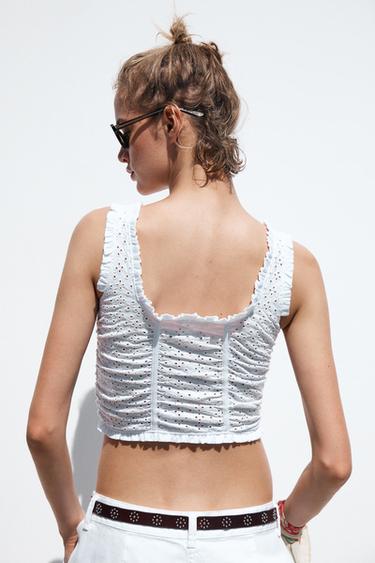 CUTWORK EMBROIDERY TOP - White by Zara - Image 3