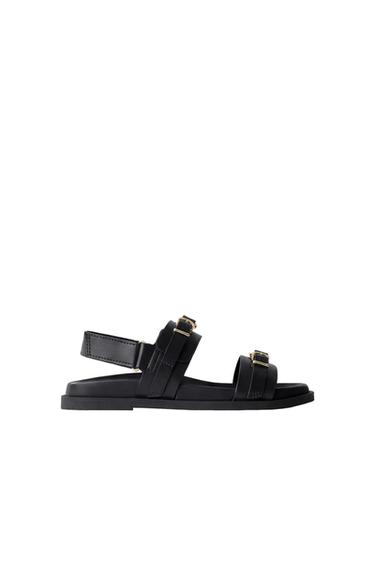 Zara BUCKLED SANDALS - Black - Image 0