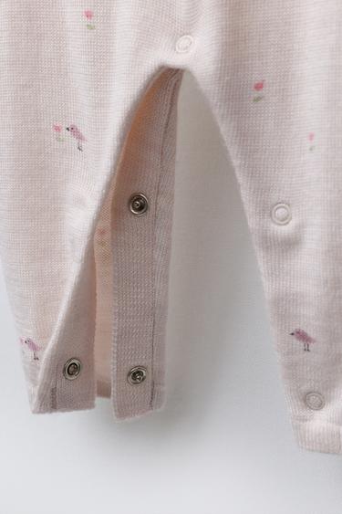 BIRD PRINT 100% WOOL JUMPSUIT - Pale pink by Zara - Image 2