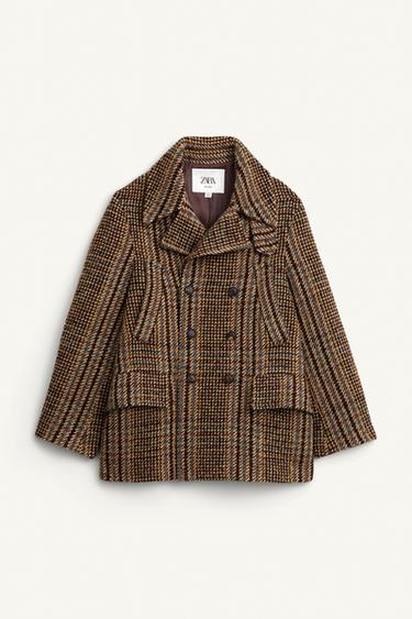 MANTEAU COURT À CARREAUX AVEC ÉCHARPE ÉDITION LIMITÉE - Marron de Zara - Image 8