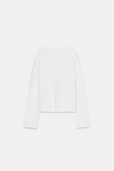 LONG SLEEVE SEAMED T-SHIRT - White by Zara - Image 5