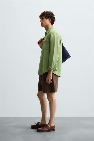 CHEMISE POLO LIN ET COTON - Vert clair de Zara - Image 3