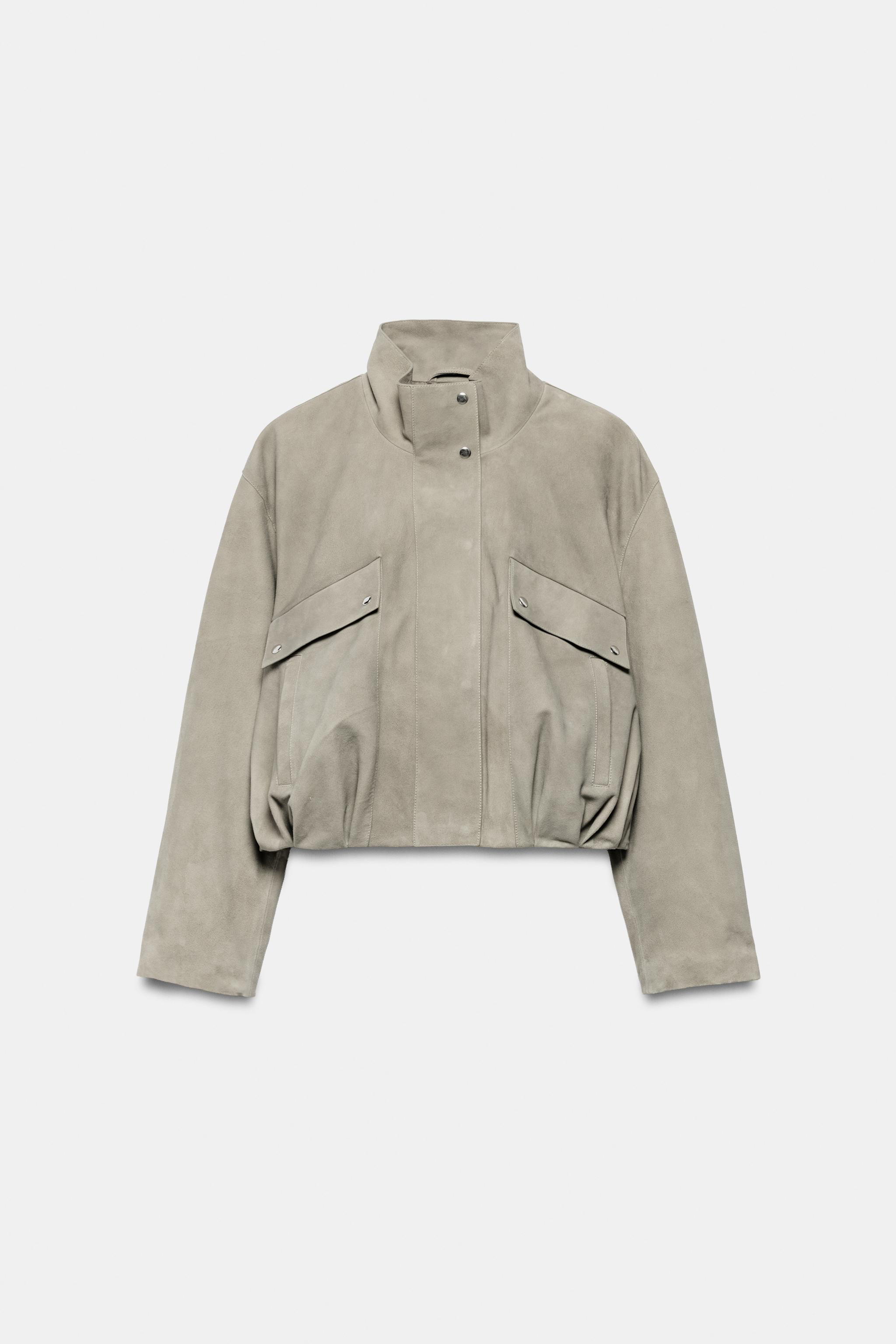 ZW COLLECTION LIMITED EDITION SUEDE LEATHER JACKET - Pearl gray