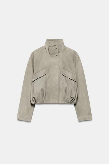 ZW COLLECTION LIMITED EDITION SUEDE LEATHER JACKET - Pearl grey by Zara - Image 5