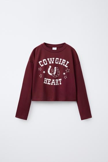 CAMISETA ESTAMPADA COWBOY - Burgundy de Zara
