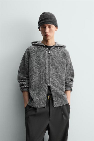 후드 니트 스웨트셔츠 - Zara 그레이