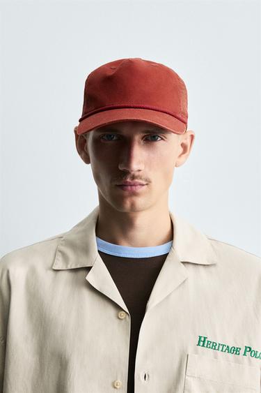 MESH CAP WITH DRAWSTRING - Red by Zara - Image 0
