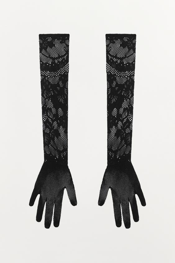 GANTS SANS COUTURES EN DENTELLE - Noir de Zara - Image 3