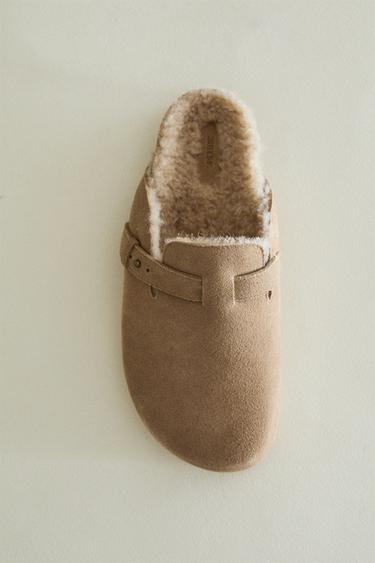 SABOT CUIR CHAUD - Beige de Zara