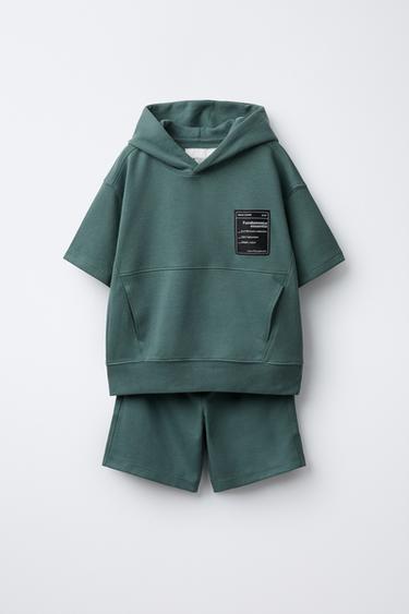 INTERLOCK SHORT SLEEVE HOODIE AND BERMUDA SHORTS SET - أخضر by Zara - Image 0