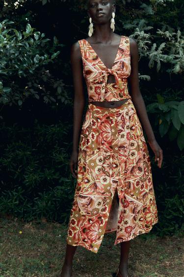 PRINTED RUSTIC MIDI SKIRT - Multicoloured by Zara - Image 2