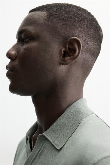 POLO EN MAILLE DE COTON ET DE SOIE - vert délavé de Zara - Image 5