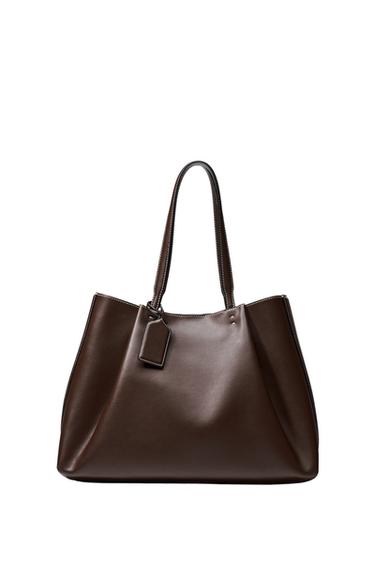 תיק קניות עם קפלים - שוקולד של Zara