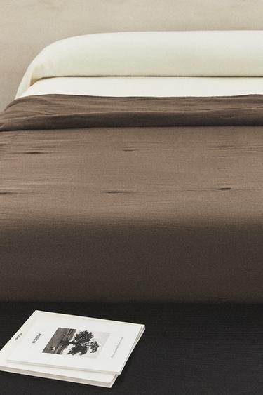 Zara FADED-EFFECT LINEN QUILT - Greenish