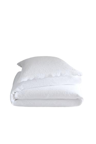JACQUARD COTTON BEDSPREAD - White by Zara