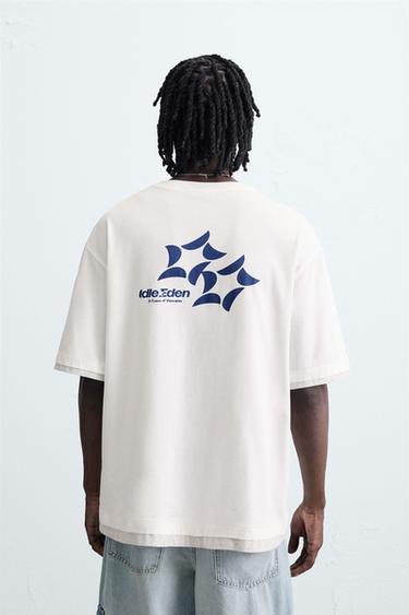 T-SHIRT À INSCRIPTIONS IMPRIMÉES - Blanc de Zara - Image 2