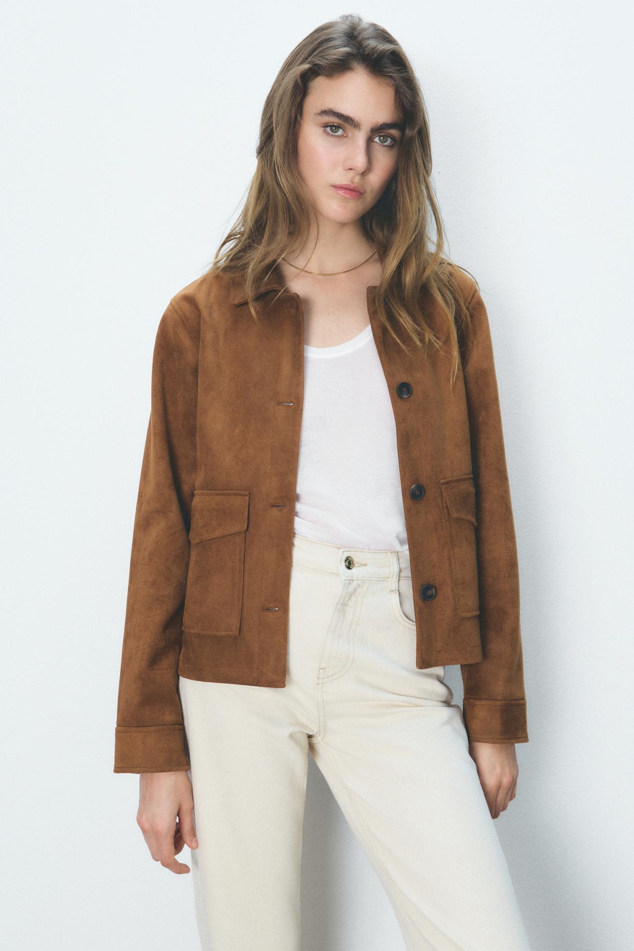 SUEDE EFFECT JACKET WITH POCKETS