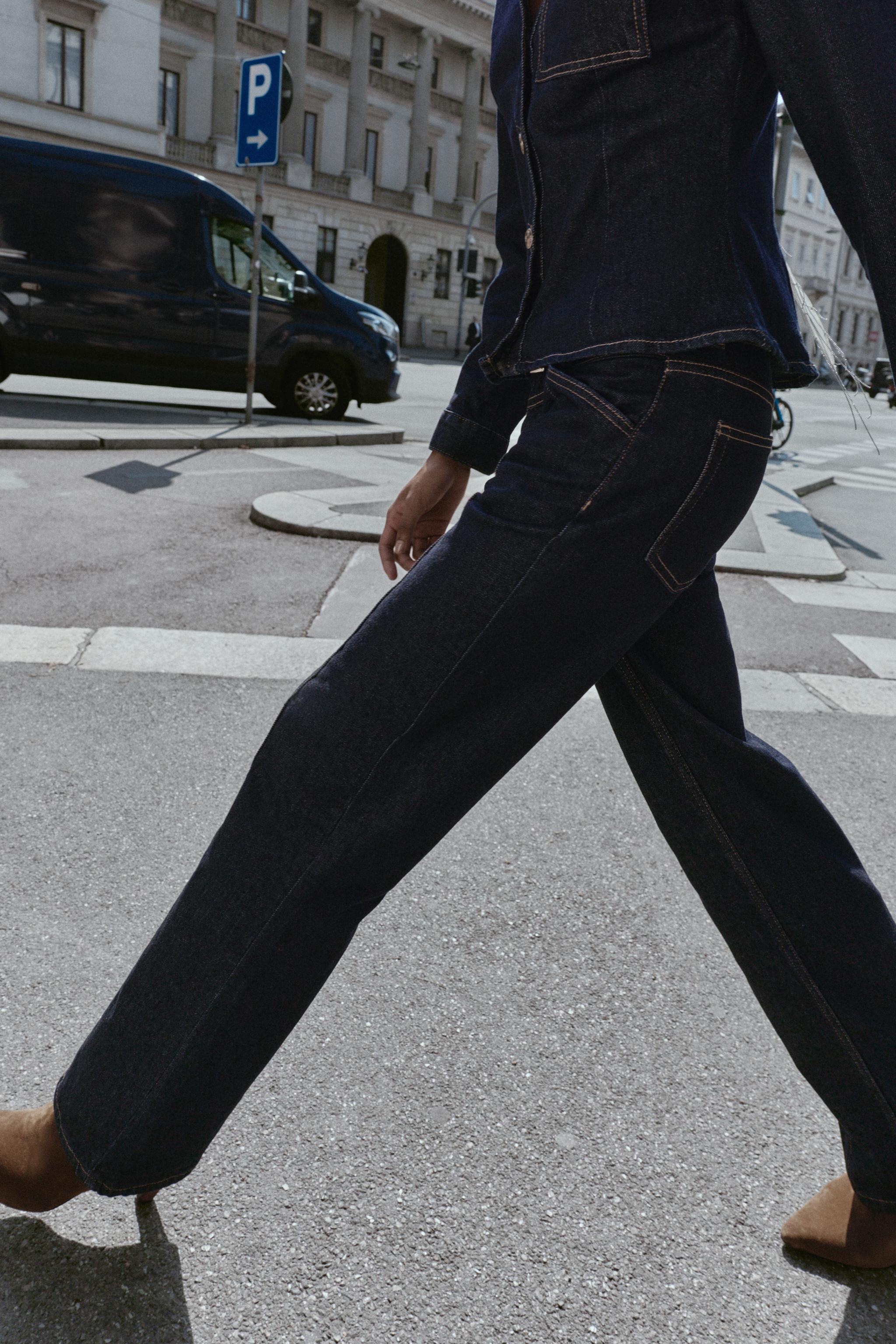 JEANS Z1975 ストレートスリム ミッドライズ ベルト - ブルー | ZARA