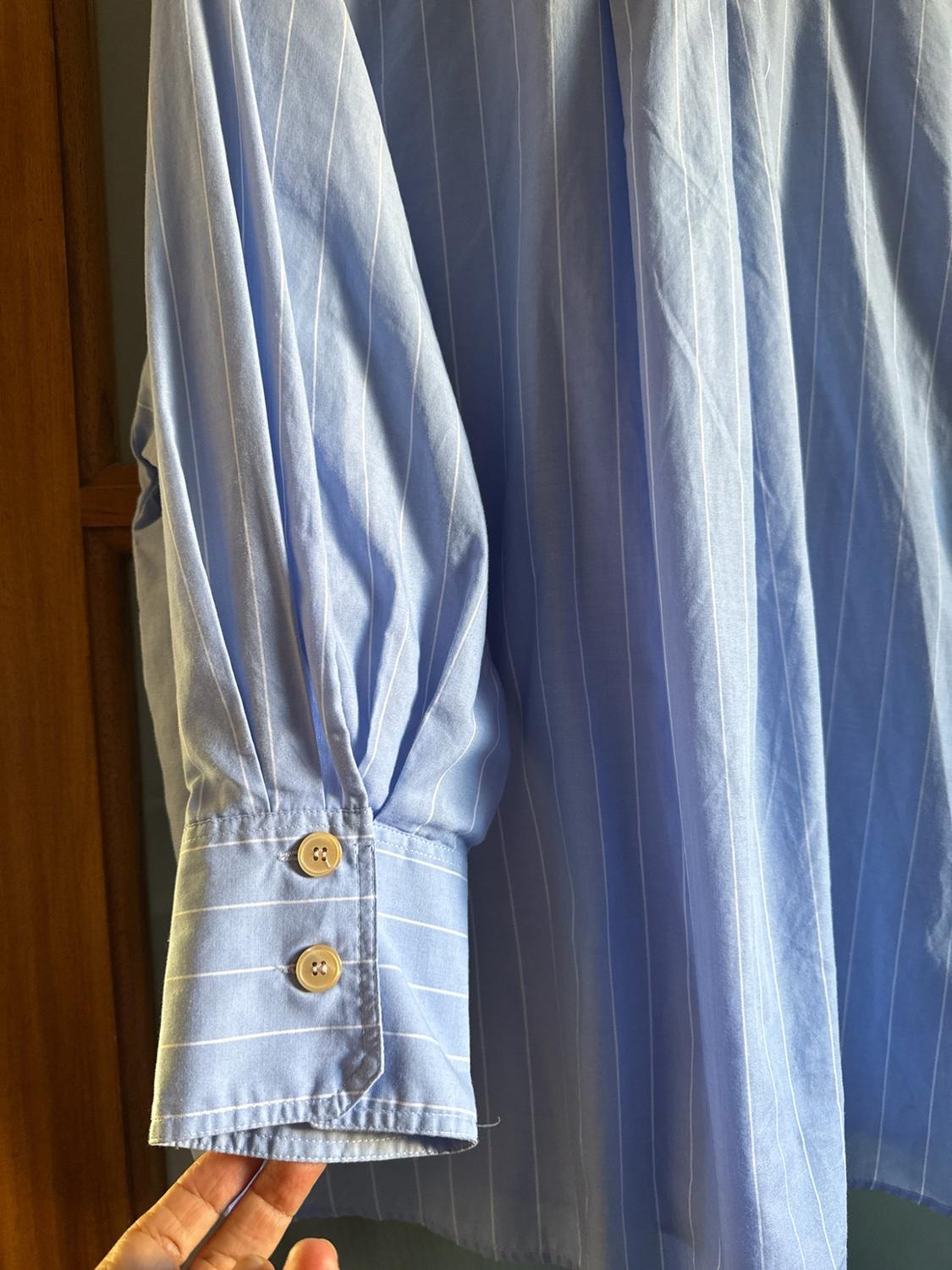 STRIPED POPLIN SHIRT WITH SCRUNCHIE - Image 3