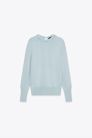 Zara JEWEL KNIT SWEATER - Aquamarine