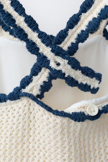 2-6 YEARS / FLORAL CROCHET KNIT SWIMSUIT - Ecru / Blue by Zara - Image 3