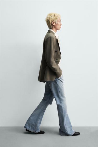 RIPPED FLARE FIT JEANS - Light blue by Zara - Image 5
