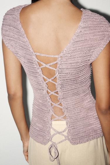 TEXTURED KNIT TOP - Mauve by Zara
