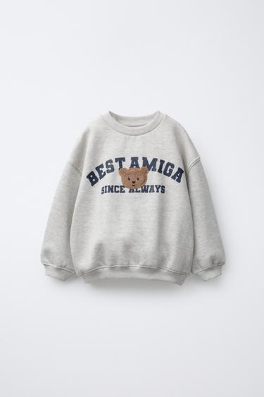 SUDADERA VARSITY APLIQUE PARCHE RIZO - Gris vigoré de Zara