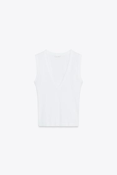 V-NECK TOP - White by Zara