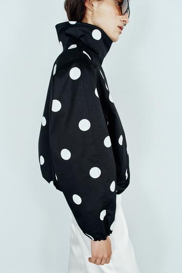 BLUSÃO BOMBER BOLINHAS - Preto da Zara