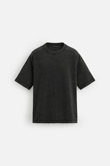 WASHED PRINT KNIT T-SHIRT - Black by Zara