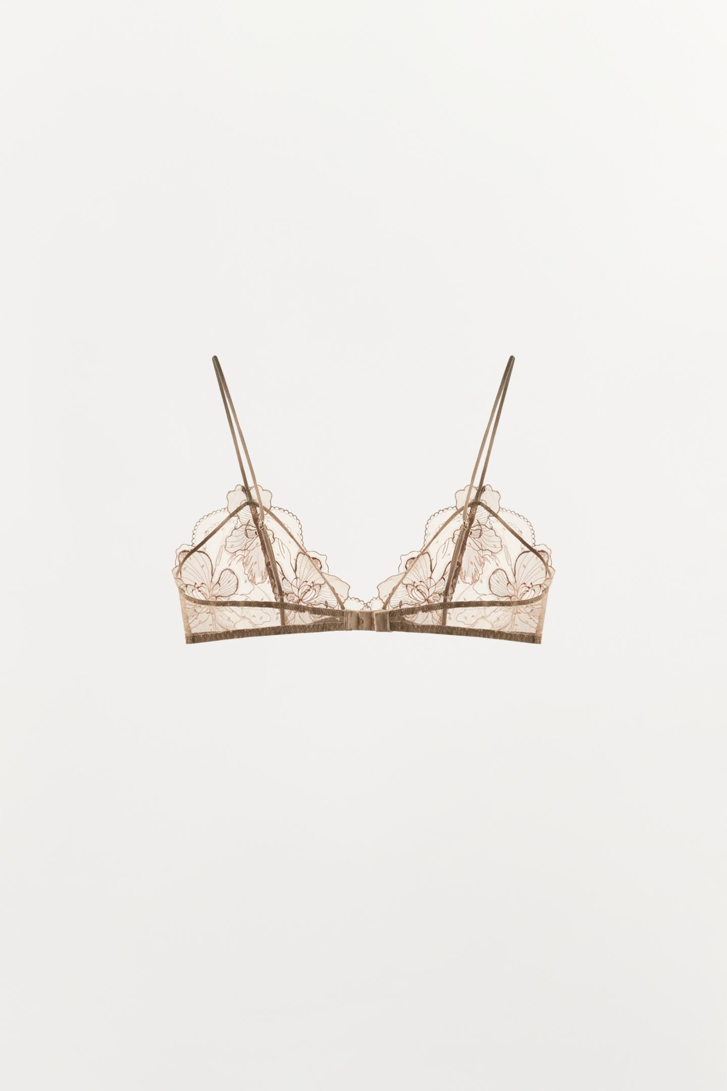 Бра, треугольные чашки, кружево — Zara, цвет: Розовый / Белый — фото 6