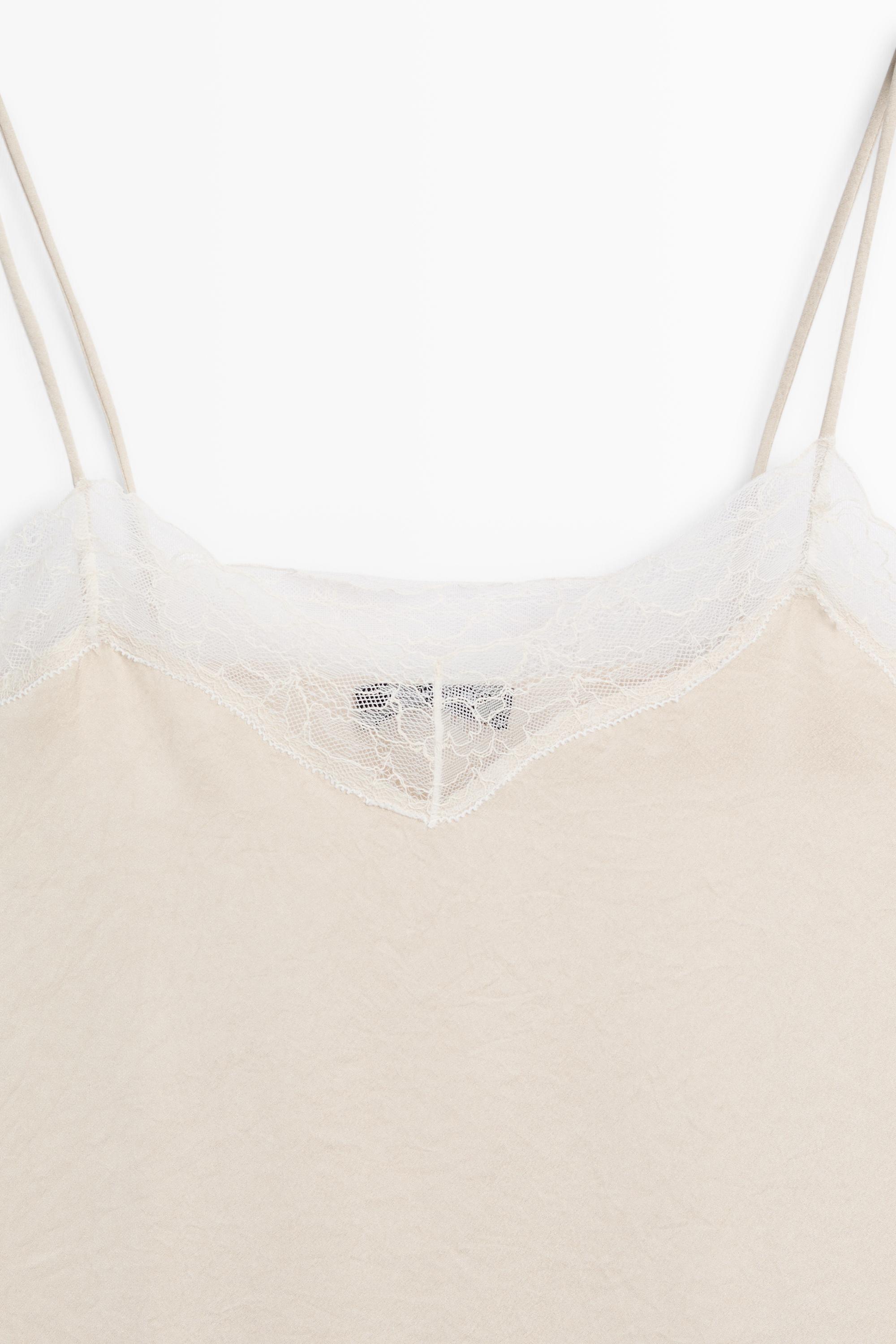 Strappy top with lace detail — Ecru