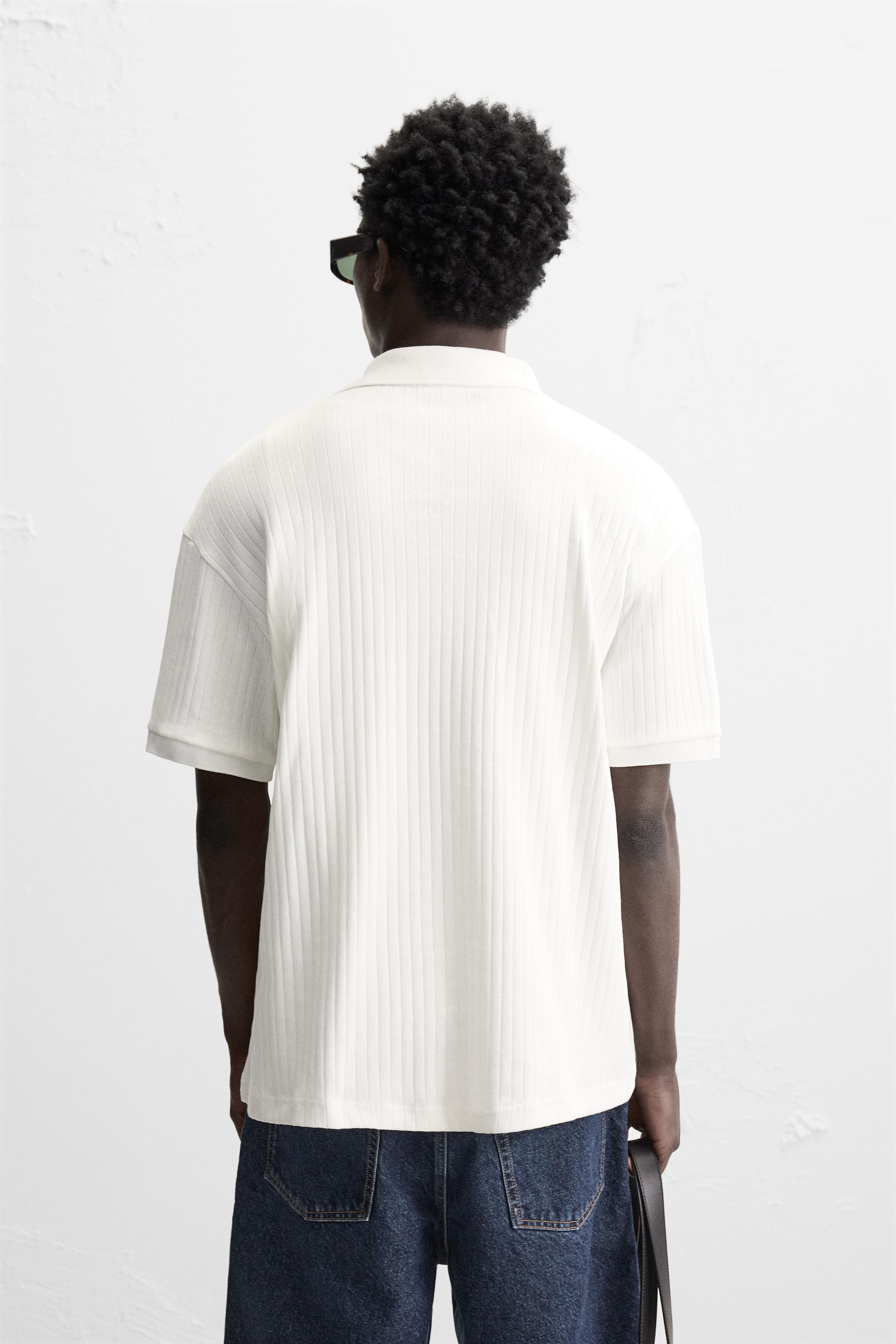 RIBBED TEXTURED POLO SHIRT - Ecru | ZARA Canada