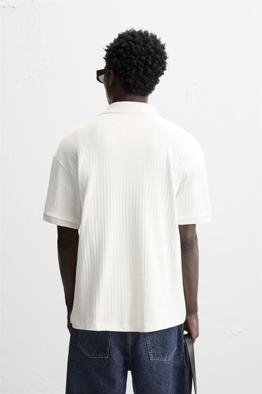 POLO STRUCTURÉ EN MAILLE CÔTELÉE - Écru de Zara - Image 2