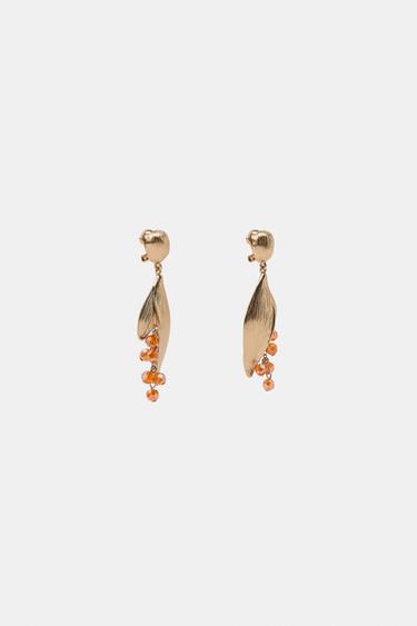 BEADED FLOWER EARRINGS - Golden by Zara - Image 2