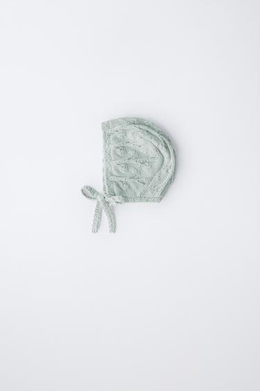 STRICKMÜTZE MIT LEINEN - Pastellgrün von Zara