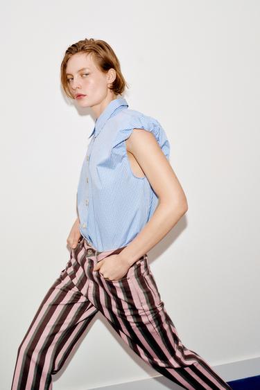 PUFF SLEEVE SHIRT - Blue/White by Zara