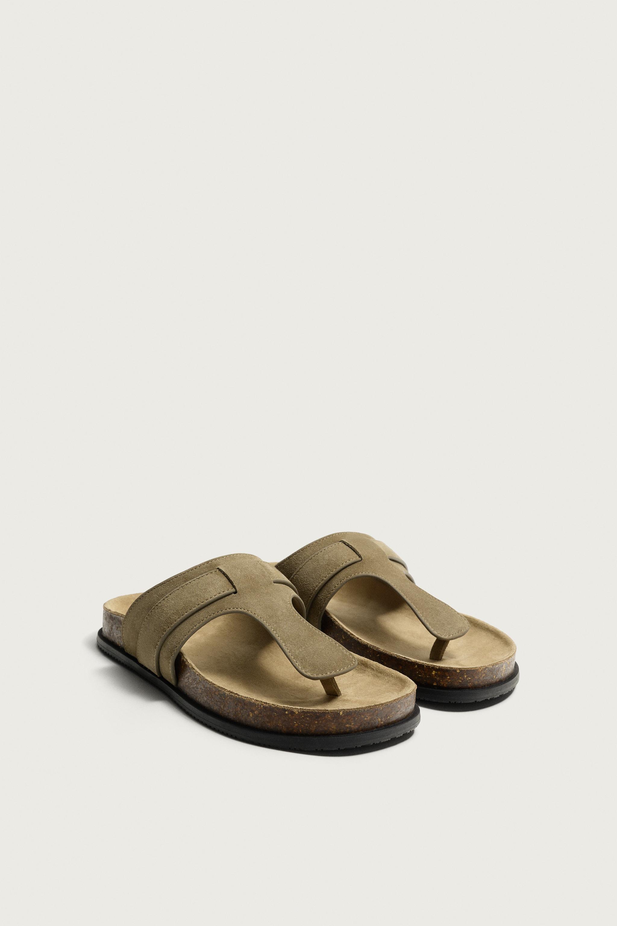LEATHER SANDALS — Taupe Grey