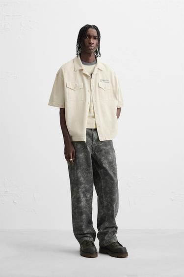 EMBROIDERED TEXTURED SHIRT - Ecru by Zara - Image 0