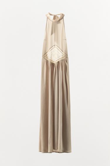 ROBE MI-LONGUE BRODÉE - Écru moyen de Zara - Image 4