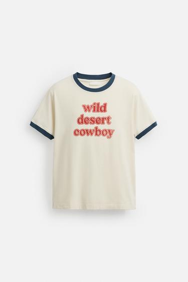 SLOGAN T-SHIRT WITH CONTRAST RIB - Ecru by Zara - Image 6