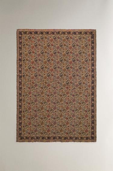 FLORAL JACQUARD BLANKET - Light beige by Zara - Image 0
