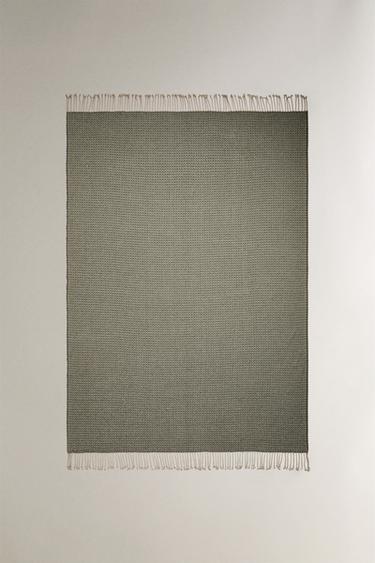 GEOMETRIC CHENILLE THROW - Green by Zara