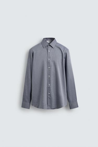 SLIM FIT TEXTURED SHIRT - Navy blue by Zara